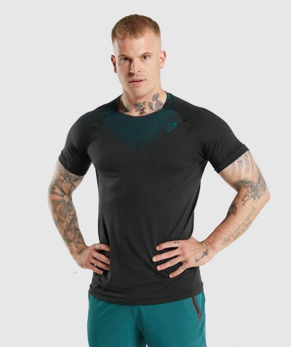 Panske Tricka Gymshark Apex Contrast Tyrkysové Čierne | CK2506413